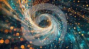 A swirling vortex of particles showing the dynamic and everchanging nature of the sea of quarks and gluons photo