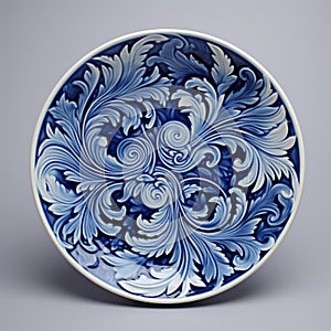 Swirling Vortexes: Blue And White Plate With Caravaggesque Chiaroscuro