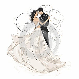 Swirling Vortexes: A Delicate And Romantic Continuous Line Wedding Illustration