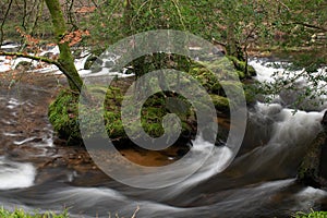 Swirling water in a moorland river