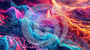 Swirling waves of neon colors blending and fusing together in a hypnotic neon display