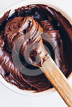 Swirls of chocolate frosting