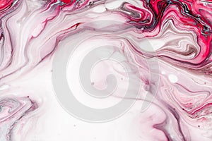 Swirls of marble or the ripples of agate. Liquid marble texture with pink and brown colors. Abstract painting background