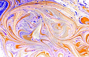 Swirls of marble or the ripples of agate. Liquid marble texture with pink and brown colors. Abstract painting background.