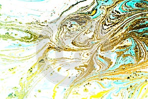 Swirls of marble or the ripples of agate. Liquid marble texture with pink and brown colors. Abstract painting background.