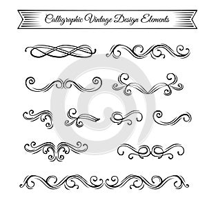 Swirls, swashes, scrolls. Ornate filigree borders. Flourish frames. Swirls set. Vector.