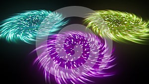 Swirly abstract glowing circles background. Moving geometrical shapes.