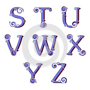 Swirly alphabet, vector