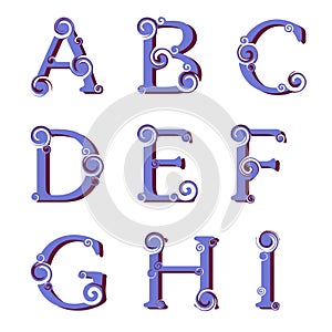 Swirly alphabet, vector