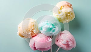 Swirly Cotton Candy Clouds in Vibrant Pastels with Dreamy Soft Background photo