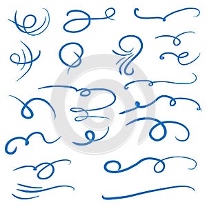 Swirly line curl patterns isolated