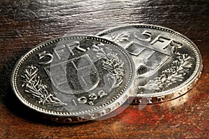 Swiss 5 FR silver coins