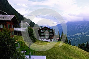 Swiss Alpine Mountain Resort Village of Muerren in Jungfrau Region