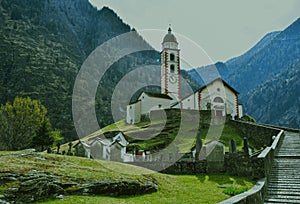 Swiss Alpine village in the Canton of GraubÃ¼nden