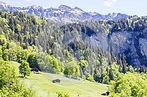 Swiss Alps. Alpine mountains. Mountain landscape. Tourist photo. Spring