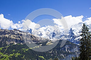 Swiss Alps. Alpine mountains. Mountain landscape. Tourist photo. Spring