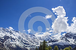 Swiss Alps. Alpine mountains. Mountain landscape. Tourist photo. Spring