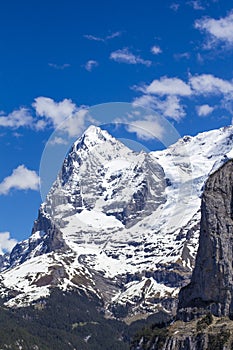 Swiss Alps. Alpine mountains. Mountain landscape. Tourist photo. Spring