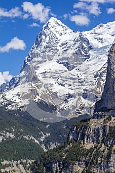 Swiss Alps. Alpine mountains. Mountain landscape. Tourist photo. Spring