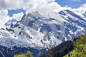 Swiss Alps. Alpine mountains. Mountain landscape. Tourist photo. Spring