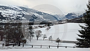 Swiss Alps covered in snow