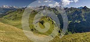 Swiss Alps - Green valley - panoramic view