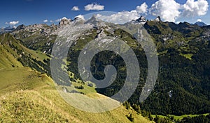 Swiss Alps - Green valley - panoramic view