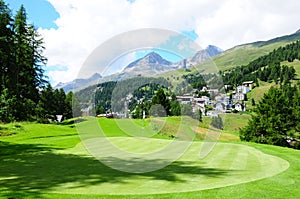 Swiss alps: The Kulm Hotel 9 holw golf course in St. Moritz