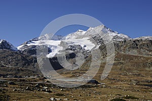 Swiss alps: mountain landscape with melting glaciers photo