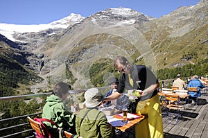 Swiss Alps: Mountain-Restaurant on Alp GrÃÂ¼m.