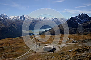 Swiss alps: Panoramic view from Piz Nair to Julier mountains in the upper Engadin photo