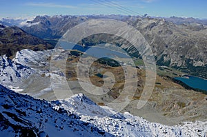 Swiss alps panoramic view from the top of Piz Corvatsch in St. M photo