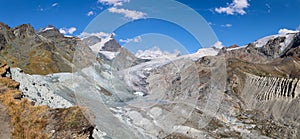 Swiss Alps peak Strahlhorn and the disappearing Findel Glacier photo
