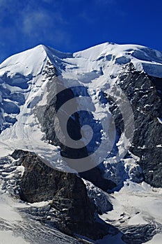 Swiss Alps: The peaks of the Bernina mountain range in the upper Engadin in canton GraubÃ¼nden