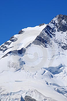 Swiss alps: The Piz Bernina mountain near Pontresina in the upper Engadin