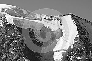 Swiss alps: The Piz PalÃ¼ glacier at Bernina group mountains near Pontresina in the upper Engadin