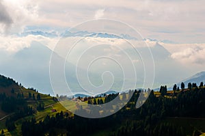 Swiss Alps seen from Rigi Peak, Switzerland