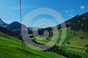 Swiss Alps: The Silleren cable car in Adelboden in the Bernes Oberland
