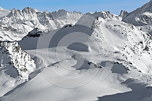 Swiss Alps. Ski tracks on the Rosablanche