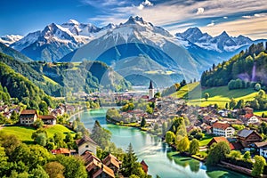 Swiss Alps Views Stunning Mountains in Interlaken and Jungfrau photo