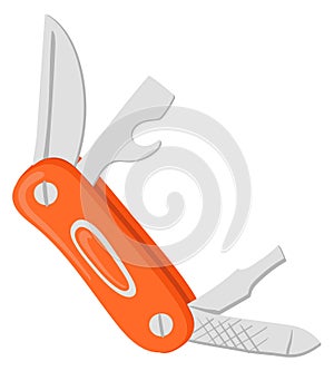 Swiss army knife cartoon icon. Pocket equipment