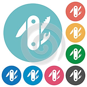 Swiss army knife flat round icons