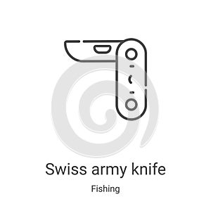 swiss army knife icon vector from fishing collection. Thin line swiss army knife outline icon vector illustration. Linear symbol