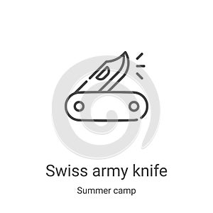 swiss army knife icon vector from summer camp collection. Thin line swiss army knife outline icon vector illustration. Linear