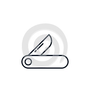 swiss army knife icon vector from travel concept. Thin line illustration of swiss army knife editable stroke. swiss army knife