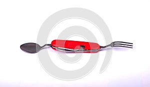 Swiss army knife , with spoon and fork