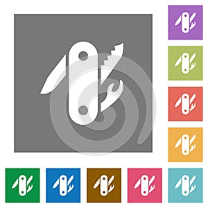 Swiss army knife square flat icons