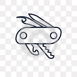 Swiss army knife vector icon isolated on transparent background, linear Swiss army knife transparency concept can be used web and