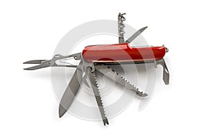 Swiss army knife on a white background