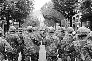 Swiss soldier parade at the Swiss National Day Parade in ZÃÂ¼rich-City photo